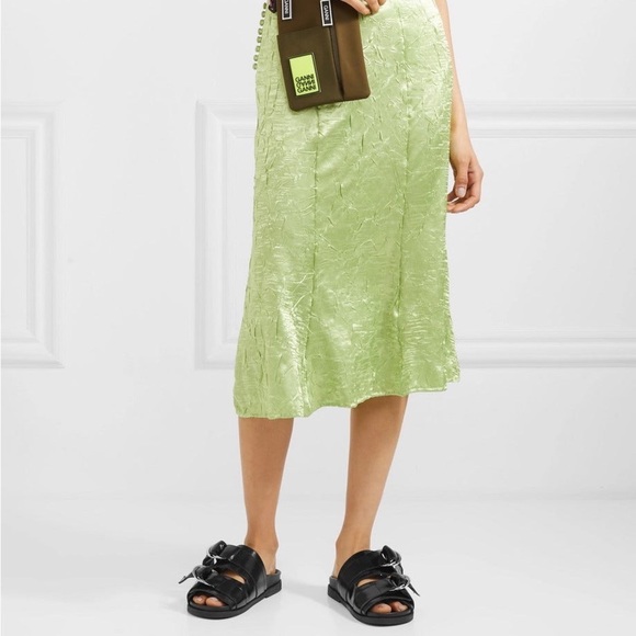 Ganni Shoes - GANNI Buckled Polished-leather Slides